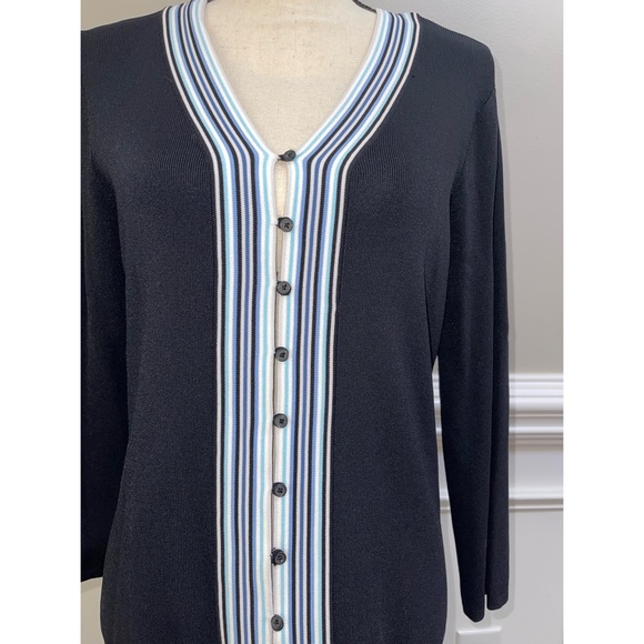 Women’s Willi Smith Black Striped Button Down Sweater 💙 - Picture 9 of 17